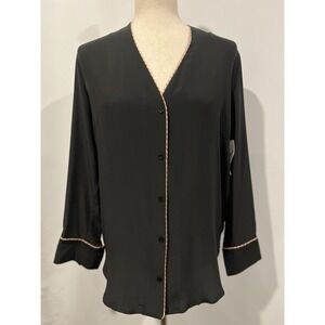 Sandro Paris Women's‎ 100% Silk Blouse Black Size 2